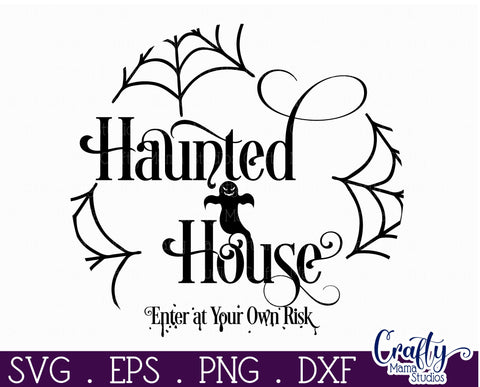 Farmhouse Halloween Round Sign, Haunted House Svg File SVG Crafty Mama Studios 