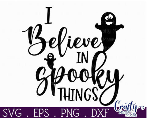 Farmhouse Halloween Round Sign, I Believe In Spooky Things SVG Crafty Mama Studios 