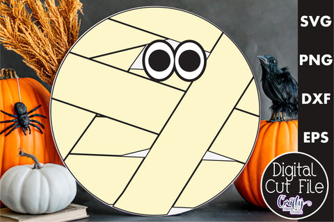 Farmhouse Halloween Round Sign, Mummy Svg Door Hanger SVG Crafty Mama Studios 