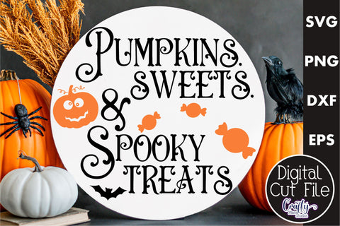 Farmhouse Halloween Round Sign, Pumpkins Sweets Svg Cut File SVG Crafty Mama Studios 
