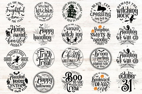 Farmhouse Halloween Round Sign SVG Bundle SVG Regulrcrative 