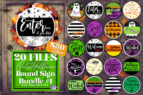 Farmhouse Halloween Round Sign Svg, Cute Halloween Bundle SVG Crafty Mama Studios 