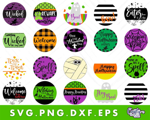 Farmhouse Halloween Round Sign Svg, Cute Halloween Bundle SVG Crafty Mama Studios 