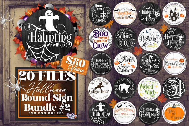 Farmhouse Halloween Round Sign Svg, Halloween Bundle #2 SVG Crafty Mama Studios 