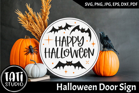 Farmhouse Halloween Round Sign Svg | Halloween Bundle SVG TatiStudio 