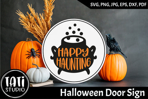 Farmhouse Halloween Round Sign Svg | Halloween Bundle SVG TatiStudio 