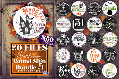 Farmhouse Halloween Round Sign Svg, Vintage Halloween Bundle SVG Crafty Mama Studios 