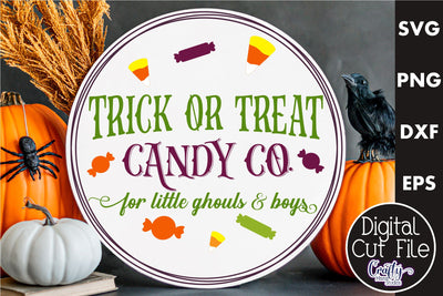 Farmhouse Halloween Round Sign, Trick Or Treat Candy Co Svg SVG Crafty Mama Studios 