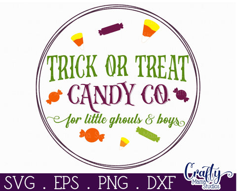 Farmhouse Halloween Round Sign, Trick Or Treat Candy Co Svg SVG Crafty Mama Studios 