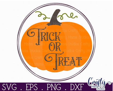 Farmhouse Halloween Round Sign, Trick Or Treat Svg File SVG Crafty Mama Studios 