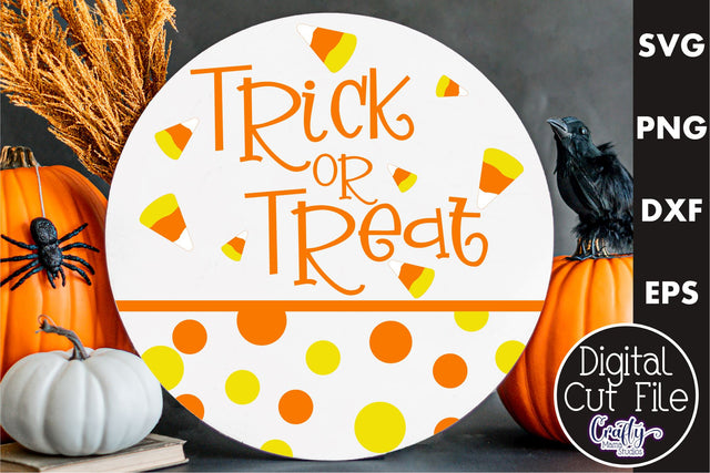 Farmhouse Halloween Round Sign, Trick Or Treat Svg File SVG Crafty Mama Studios 