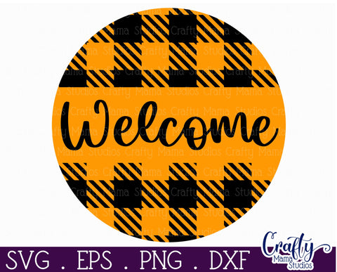 Farmhouse Halloween Round Sign, Welcome Svg Door Hanger File SVG Crafty Mama Studios 
