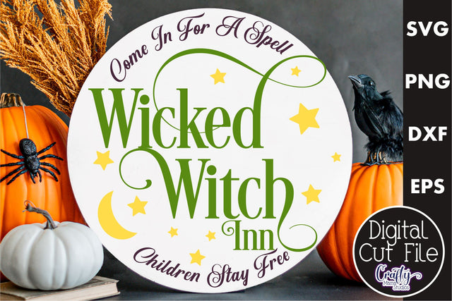Farmhouse Halloween Round Sign, Wicked Witch Inn Svg SVG Crafty Mama Studios 