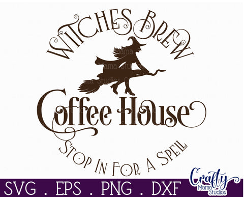Farmhouse Halloween Round Sign, Witches Brew Coffee Svg SVG Crafty Mama Studios 