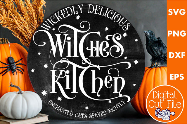 Farmhouse Halloween Round Sign, Witches Kitchen Svg File SVG Crafty Mama Studios 