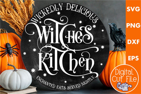 Farmhouse Halloween Round Sign, Witches Kitchen Svg File SVG Crafty Mama Studios 