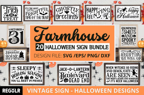 Farmhouse Halloween Sign Svg Bundle SVG Regulrcrative 