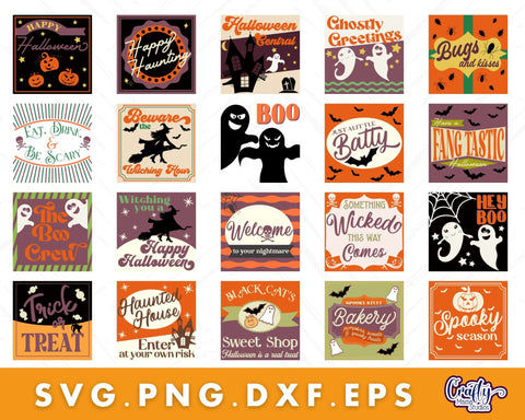 Farmhouse Halloween Sign Svg, Retro Halloween Bundle SVG Crafty Mama Studios 