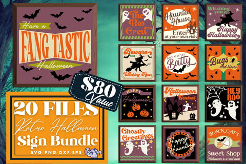 Farmhouse Halloween Sign Svg, Retro Halloween Bundle SVG Crafty Mama Studios 