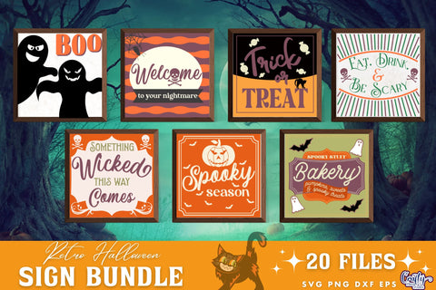 Farmhouse Halloween Sign Svg, Retro Halloween Bundle SVG Crafty Mama Studios 