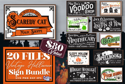 Farmhouse Halloween Sign Svg, Vintage Halloween Bundle 1 SVG Crafty Mama Studios 