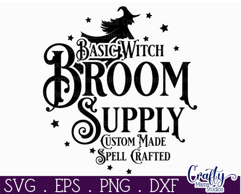 Farmhouse Halloween Svg Round Sign, Basic Witch Broom Co SVG Crafty Mama Studios 