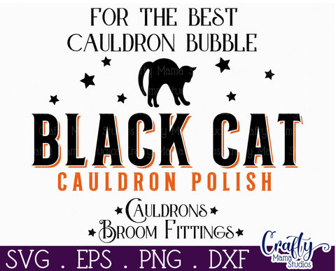 Farmhouse Halloween Svg Round Sign, Black Cat Cauldron SVG Crafty Mama Studios 