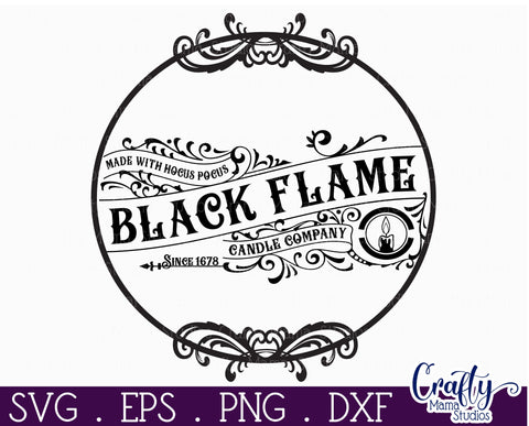 Farmhouse Halloween Svg Round Sign, Black Flame Candle Co SVG Crafty Mama Studios 