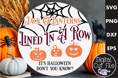 Farmhouse Halloween Svg Round Sign, Jack O Lanterns In A Row SVG Crafty Mama Studios 