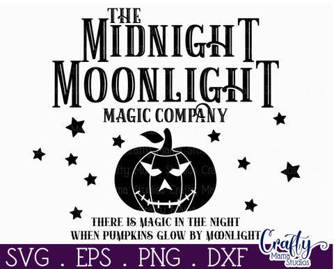 Farmhouse Halloween Svg Round Sign, Midnight Moonlight Magic SVG Crafty Mama Studios 