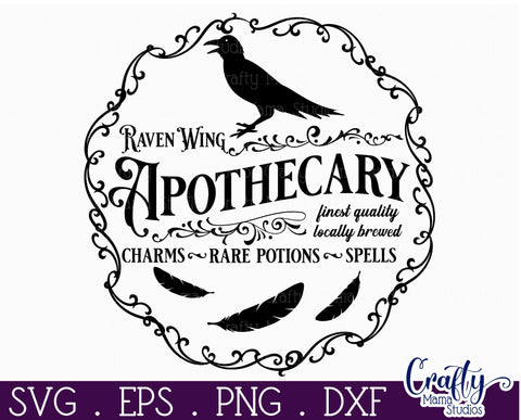 Farmhouse Halloween Svg Round Sign, Raven Wing Apothecary SVG Crafty Mama Studios 