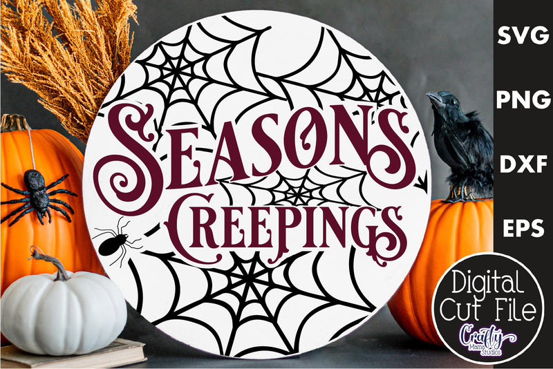 Farmhouse Halloween Svg Round Sign, Seasons Creepings SVG Crafty Mama Studios 
