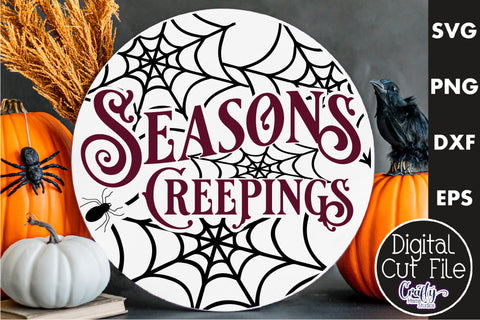 Farmhouse Halloween Svg Round Sign, Seasons Creepings SVG Crafty Mama Studios 