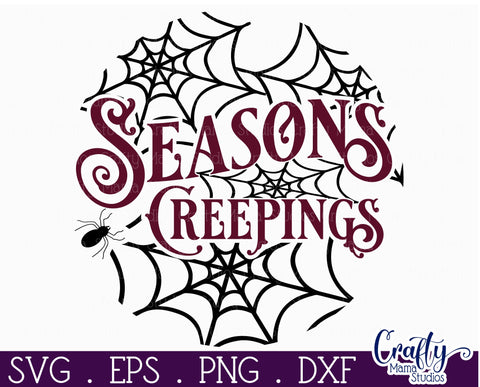Farmhouse Halloween Svg Round Sign, Seasons Creepings SVG Crafty Mama Studios 