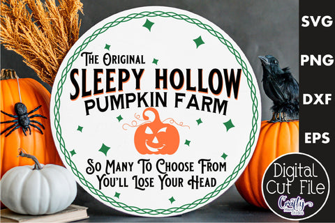 Farmhouse Halloween Svg Round Sign, Sleepy Hollow Farm SVG Crafty Mama Studios 