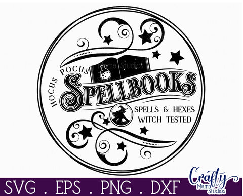 Farmhouse Halloween Svg Round Sign, Spellbooks SVG Crafty Mama Studios 