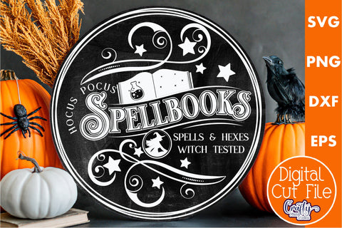 Farmhouse Halloween Svg Round Sign, Spellbooks SVG Crafty Mama Studios 