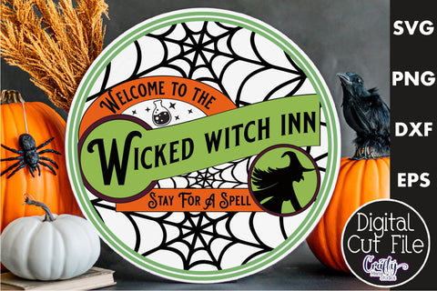Farmhouse Halloween Svg Round Sign, Wicked Witch Inn SVG Crafty Mama Studios 