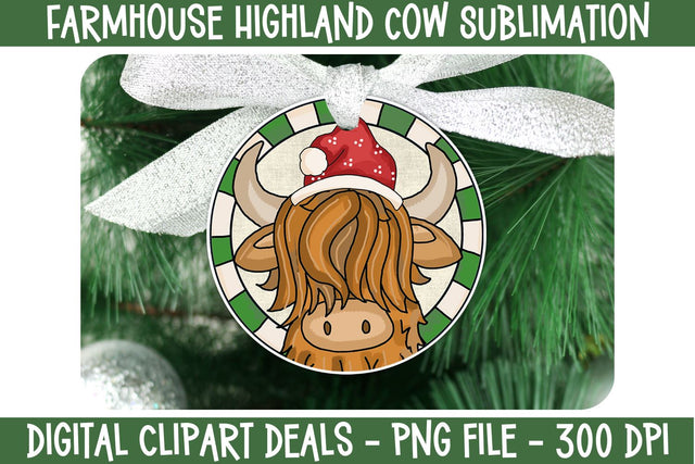 Farmhouse Highland Cow Design in PNG format for Sublimation Sublimation Digital Clipart Deals 