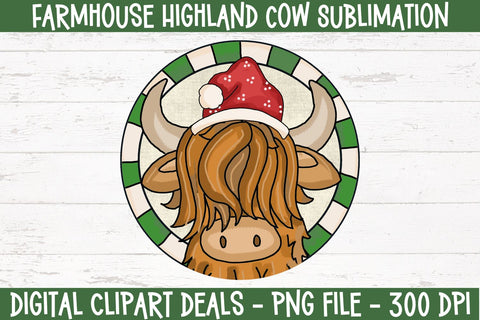 Farmhouse Highland Cow Design in PNG format for Sublimation Sublimation Digital Clipart Deals 