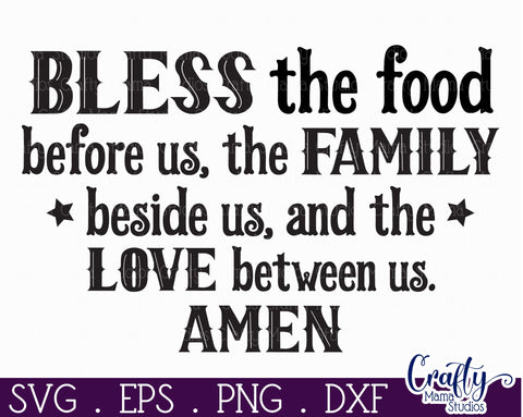 Farmhouse Home Round Sign Svg, Bless The Food Dinner Prayer SVG Crafty Mama Studios 