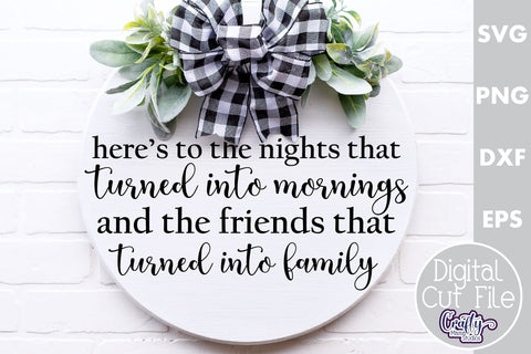 Farmhouse Home Round Sign Svg, Here's To The Nights SVG Crafty Mama Studios 