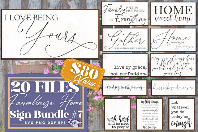 Farmhouse Home Sign Bundle #7 | Modern Traditional Decor Svg SVG Crafty Mama Studios 
