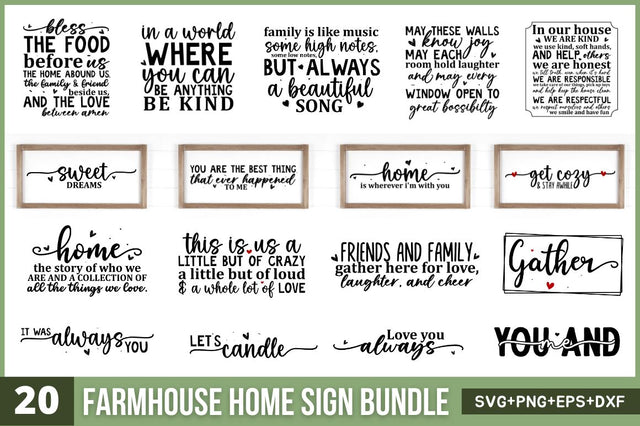 Farmhouse Home Sign Bundle SVG Regulrcrative 