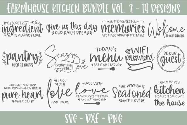 Farmhouse Kitchen Bundle Vol. 2 - 14 Designs SVG Grace Lynn Designs