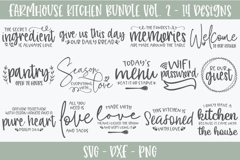 Farmhouse Kitchen Bundle Vol. 2 - 14 Designs SVG Grace Lynn Designs 
