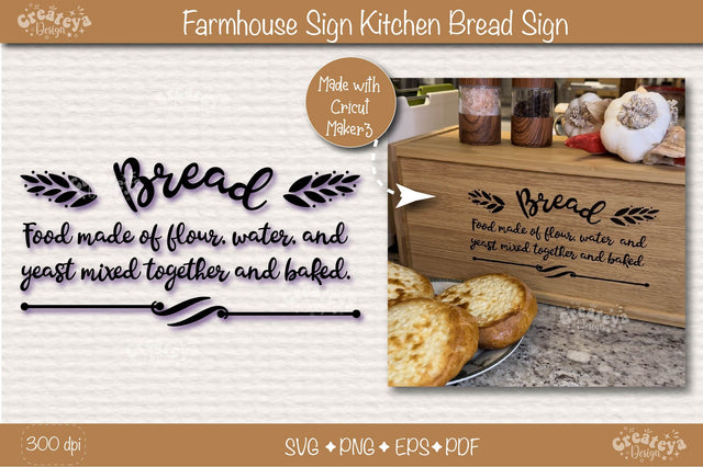Farmhouse kitchen sign SVG, Bread Kitchen quote, cutting sign SVG Createya Design 
