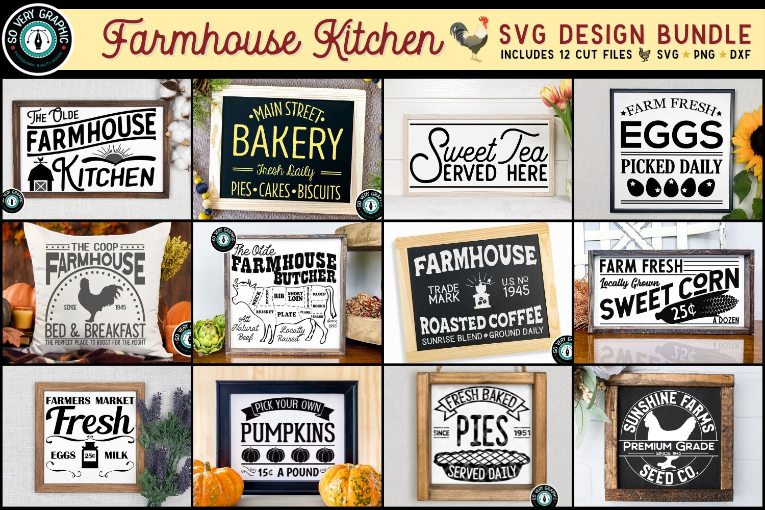 Farmhouse Kitchen Sign SVG Design Bundle