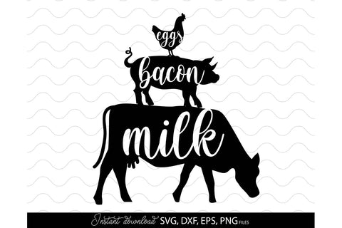 Farmhouse Kitchen Sign SVG | Eggs Bacon Milk Farmhouse Decoration SVG March Design Studio 