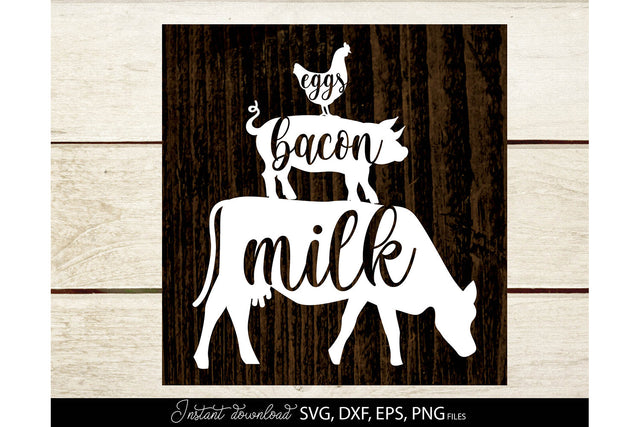 Farmhouse Kitchen Sign SVG | Eggs Bacon Milk Farmhouse Decoration SVG March Design Studio 